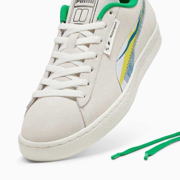 BMW M Motorsport Suede Lichtenstein Men's Sneakers, Warm White-PUMA Green, extralarge