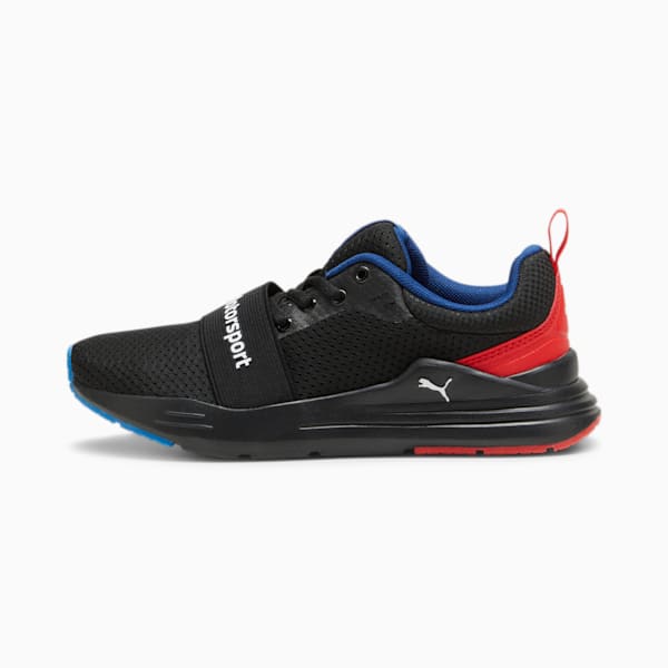 BMW M Motorsport Wired Run Youth Sneakers, PUMA Black-Poppy Red, extralarge-IND