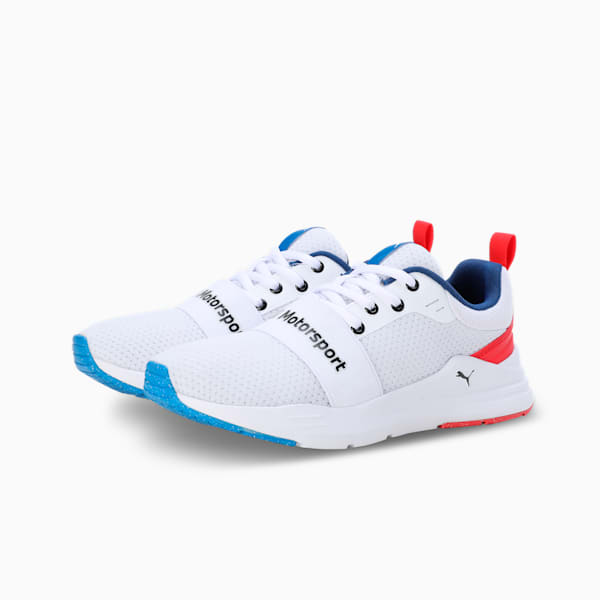 BMW M Motorsport Wired Run Youth Sneakers, PUMA White-Pop Red, extralarge-IND