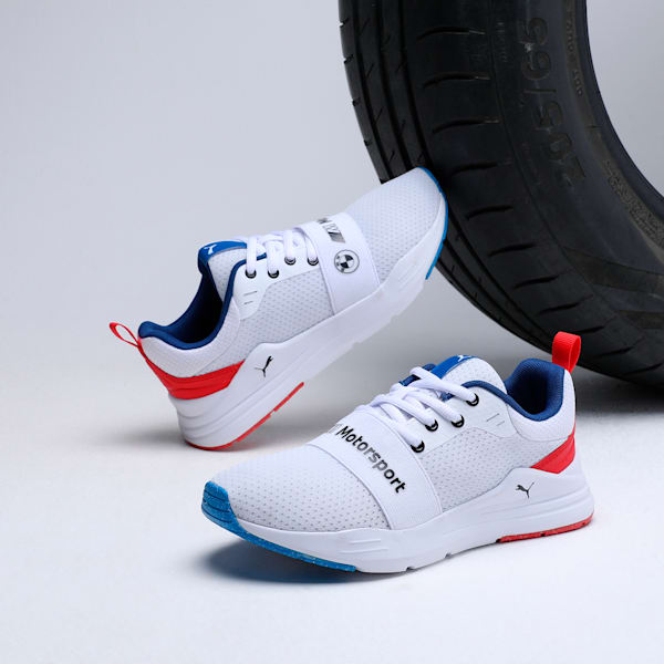 BMW M Motorsport Wired Run Youth Sneakers, PUMA White-Pop Red, extralarge-IND
