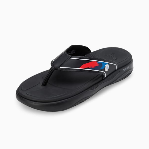 BMW MMS Softride Seave Men's Flip-Flops, PUMA Black-PUMA White-Silver Mist, extralarge-IND