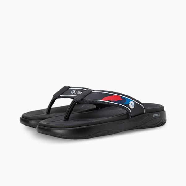 BMW MMS Softride Seave Men's Flip-Flops, PUMA Black-PUMA White-Silver Mist, extralarge-IND