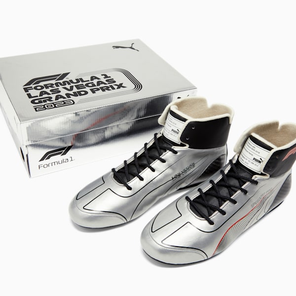 PUMA x Formula 1® Las Vegas Grand Prix Speedcat Pro Men's Driving Shoes, PUMA Black-PUMA Silver-Pop Red, extralarge