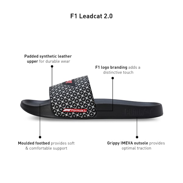 F1 Leadcat 2.0 Unisex Motorsport Slides, PUMA Black-Pop Red, extralarge-IND