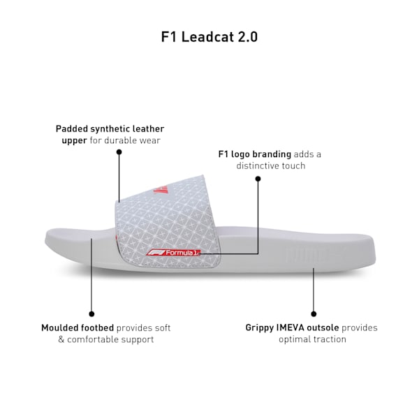 F1 Leadcat 2.0 Unisex Motorsport Slides, PUMA White-Pop Red, extralarge-IND