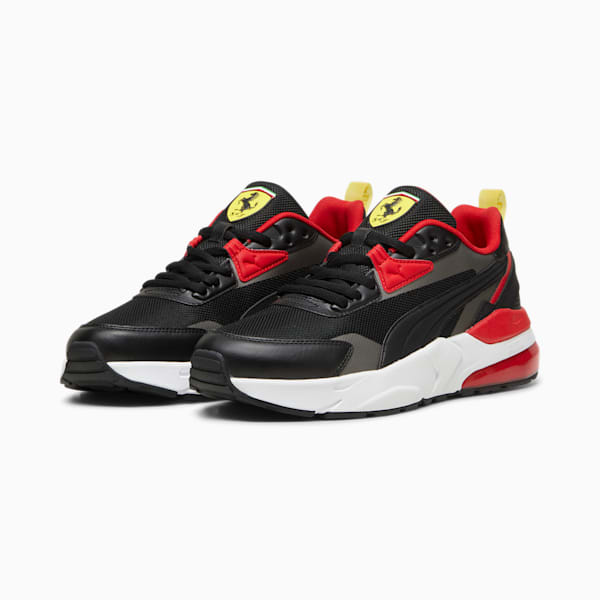 Scuderia Ferrari VIS2K Men's Motorsport Shoe, PUMA Black-Rosso Corsa-Puma Aged Silver, extralarge