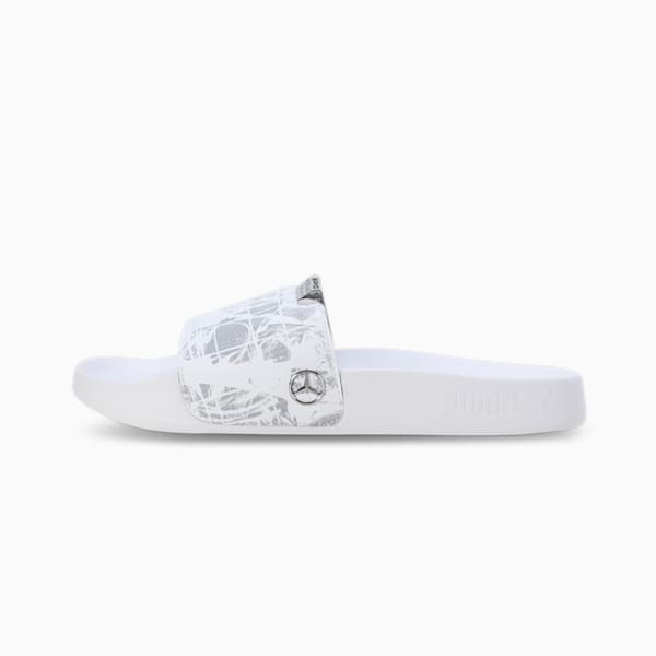 Mercedes AMG Petronas F1® Leadcat 2.0 Graphic Youth Slides, PUMA White- Team Silver, extralarge-IND