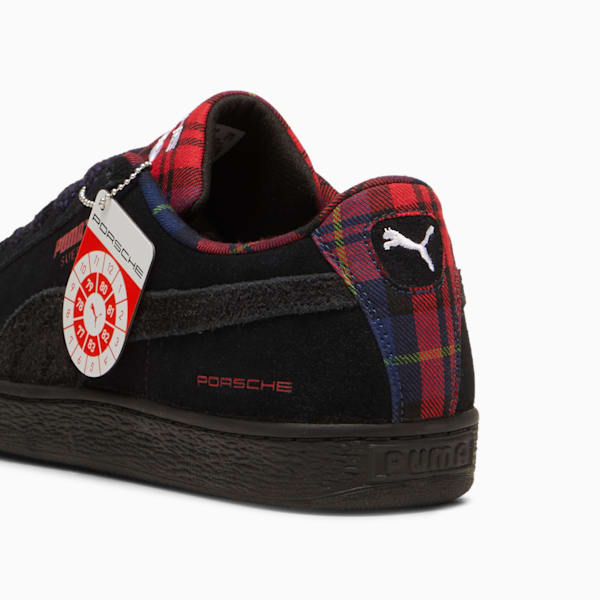 Porsche Legacy Suede Classic Tartan Sneakers, PUMA Black-Redmazing, extralarge