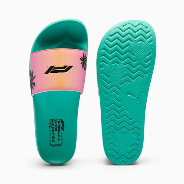 PUMA x F1® Leadcat 2.0 Miami Grand Prix Slides, Sparkling Green-Clementine-Poison Pink, extralarge