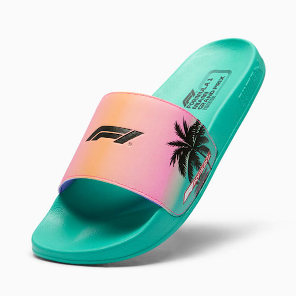 PUMA x F1® Leadcat 2.0 Miami Grand Prix Slides, Sparkling Green-Clementine-Poison Pink, extralarge