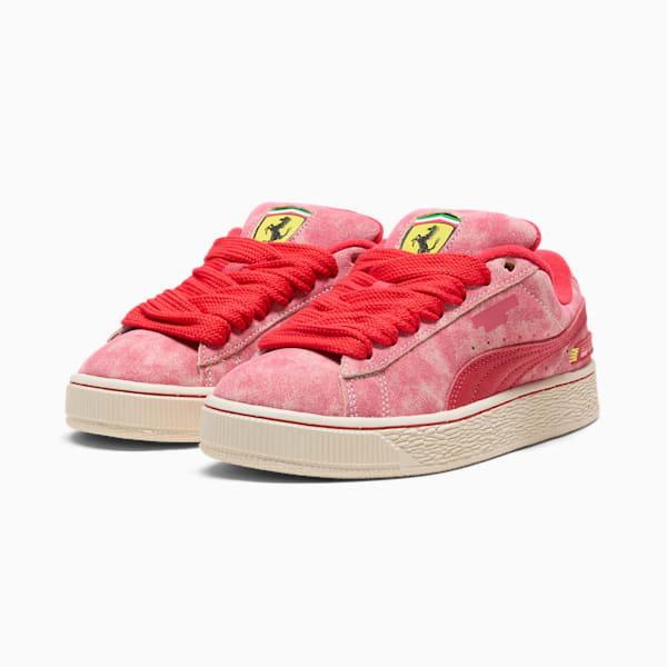 Tenis Scuderia Ferrari Desert Sun Suede XL para niños grandes, Rosso Corsa-Alpine Snow, extralarge