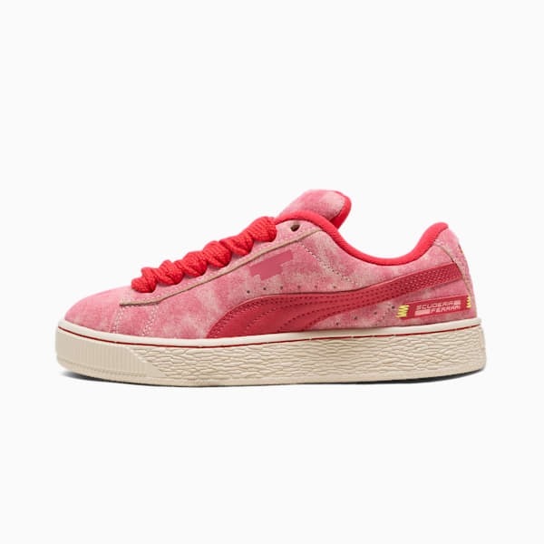 Tenis Scuderia Ferrari Desert Sun Suede XL para niños grandes, Rosso Corsa-Alpine Snow, extralarge
