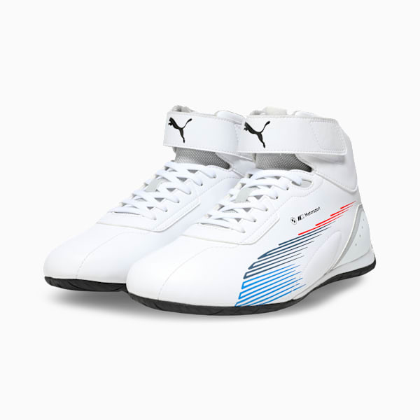 BMW MMS Neo Cat Mid 2.0 Driving Shoes, PUMA White-Cool Light Gray, extralarge-IND