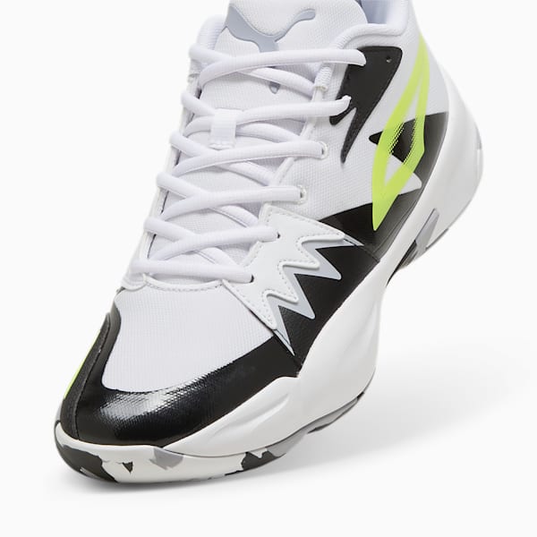 Genetics Unisex Basketball Shoes, PUMA White-Electric Lime, extralarge-IDN