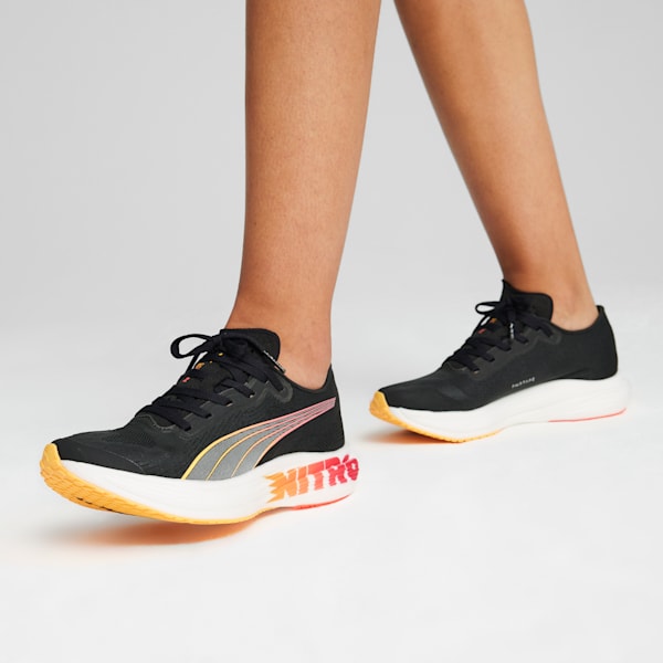 ウィメンズ ディヴィエイト ニトロ エリート 2 FF ランニングシューズ, PUMA Black-Sun Stream-Sunset Glow, extralarge-JPN