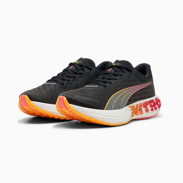 メンズ ディヴィエイト ニトロ 2 FF ランニングシューズ, PUMA Black-Sun Stream-Sunset Glow, extralarge-JPN