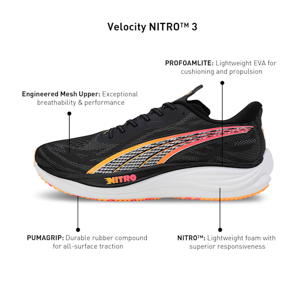 Velocity NITRO™ 3 Men's Running Shoes, PUMA Black-PUMA Silver-Sun Stream, extralarge-IND