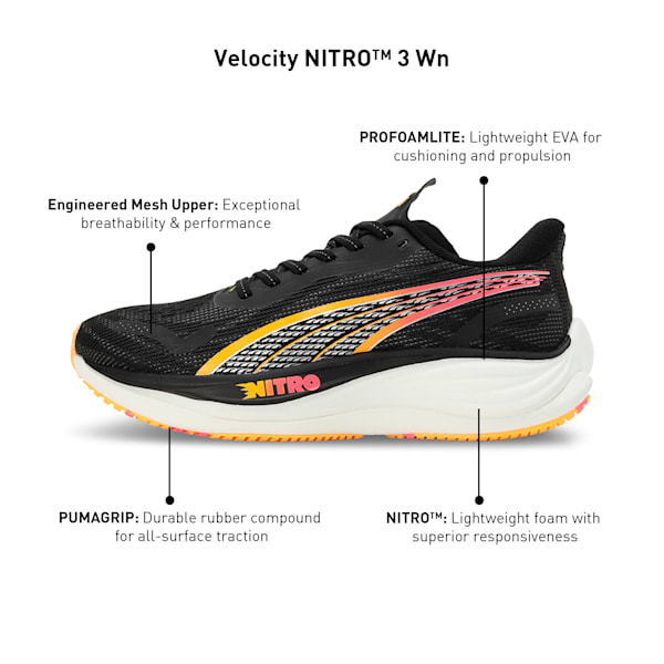Velocity NITRO™ 3 Women's Running Shoes, PUMA Black-PUMA Silver-Sun Stream, extralarge-IND