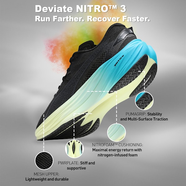 Deviate NITRO™ 3 Men's Max Cushion Running Shoes, PUMA Black-Speed Blue, extralarge-IND