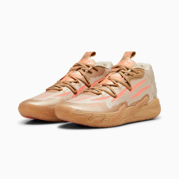 Tenis de Basquetbol MB.03 CNY, PUMA Gold-Fluro Peach Pes, extralarge