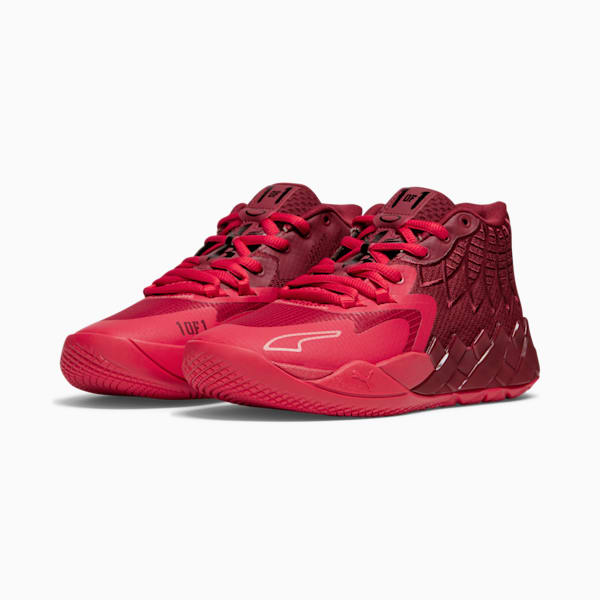 PUMA x LAMELO BALL MB.01 Team Big Kids' Basketball Shoes, Intense Red-For All Time Red-Carnation Pink-PUMA Black, extralarge
