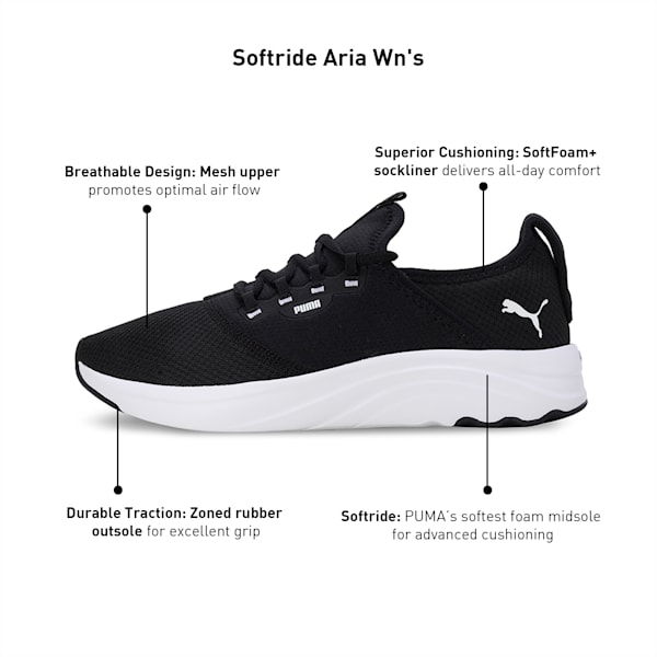 SOFTRIDE Aria Women's Running Shoes, PUMA Black-PUMA White, extralarge-IND