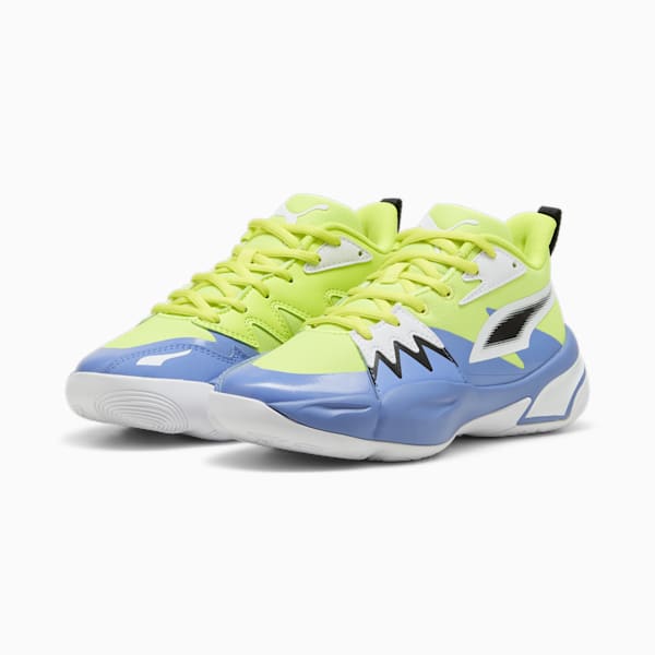 Genetics Youth Basketball Shoes, Electric Lime-Blue Skies, extralarge-IND