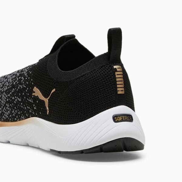 Softride Remi Slip-On Knit Women's Running Shoe, PUMA Black-PUMA Gold-Cool Dark Gray, extralarge