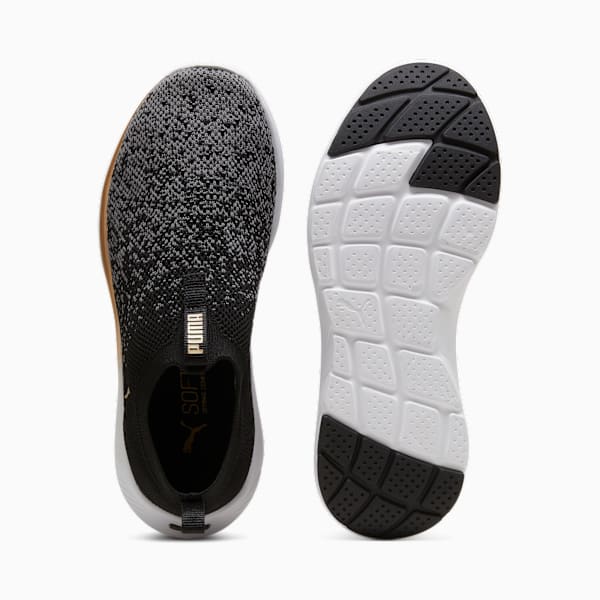 Softride Remi Slip-On Knit Women's Running Shoe, PUMA Black-PUMA Gold-Cool Dark Gray, extralarge