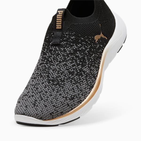 Softride Remi Slip-On Knit Women's Running Shoes, PUMA Black-PUMA Gold-Cool Dark Gray, extralarge-IDN