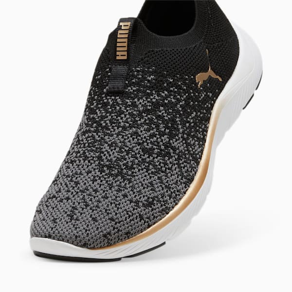 ウィメンズ ソフトライド レミ スリップオン ニット ランニングシューズ, PUMA Black-PUMA Gold-Cool Dark Gray, extralarge-JPN