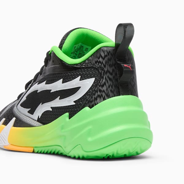 Tenis de baloncesto para niños grandes PUMA x 2K Scoot Zeros, PUMA Black-Fluo Green, extralarge