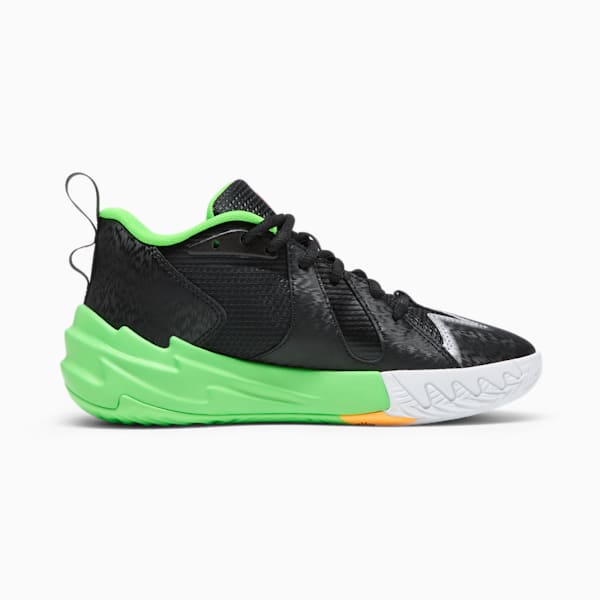 Tenis de baloncesto para niños grandes PUMA x 2K Scoot Zeros, PUMA Black-Fluo Green, extralarge