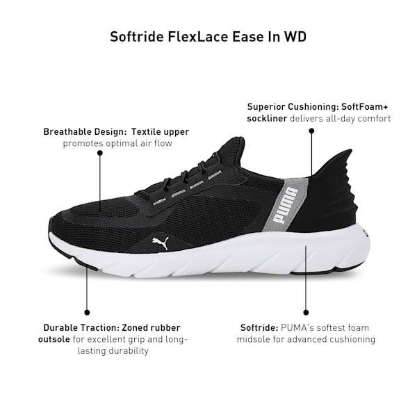 Softride FlexLace Ease In Unisex Running Shoes, PUMA Black-Stormy Slate-PUMA White, extralarge-IND
