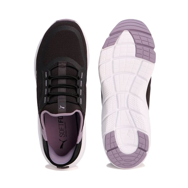 ユニセックス ソフトライド フレックス レース イーズイン ワイド ランニングシューズ, Flat Dark Gray-PUMA Black-Pale Plum, extralarge-JPN