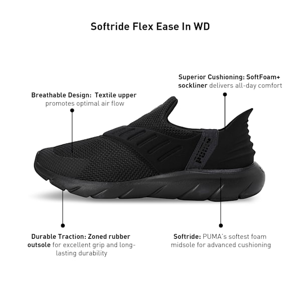 Softride Flex Ease In Slip-On Shoes, PUMA Black-Flat Dark Gray, extralarge-IND