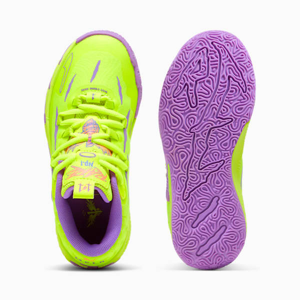 Tenis de baloncesto para niños PUMA x LAMELO BALL MB.03 Golden Child, Safety Yellow-Purple Glimmer, extralarge