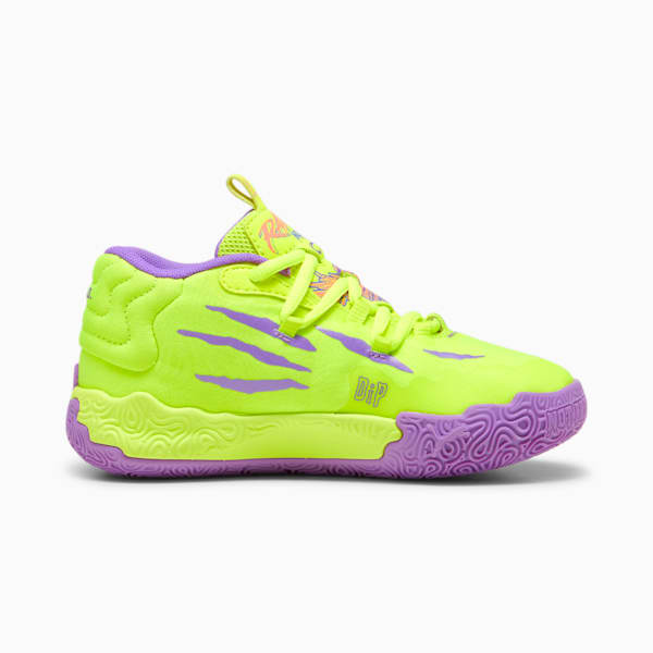 Tenis de baloncesto para niños PUMA x LAMELO BALL MB.03 Golden Child, Safety Yellow-Purple Glimmer, extralarge