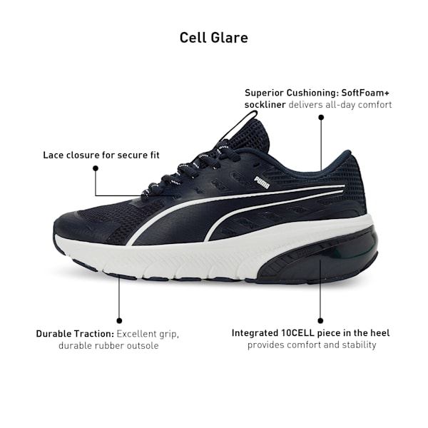 Cell Glare Running Shoes, Club Navy-PUMA White, extralarge-IND