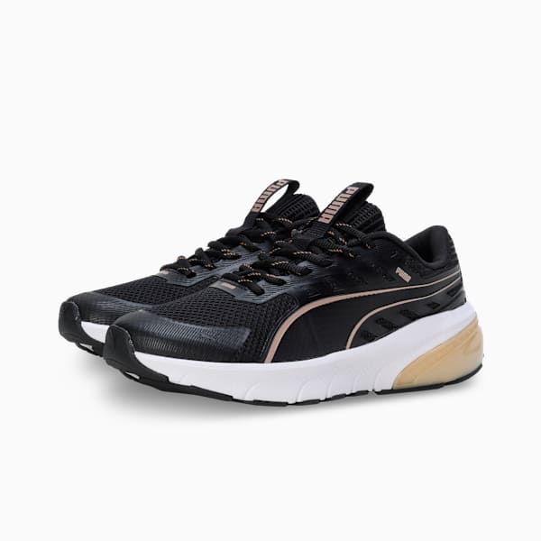 Cell Glare Women's Running Shoes, PUMA Black-PUMA Gold-PUMA White, extralarge-IND