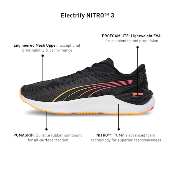 Electrify NITRO™ 3 Men's Running Shoes, PUMA Black-Sun Stream-Sunset Glow, extralarge-IND