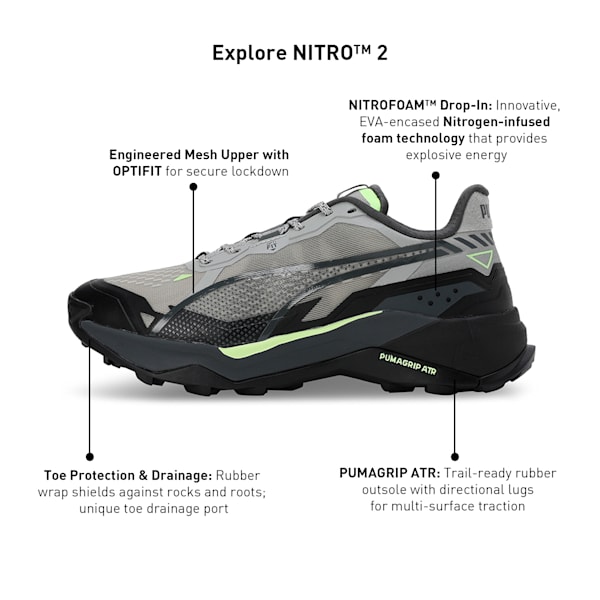 Explore NITRO™ 2 Men's Hiking Shoes, Smokey Gray-PUMA Black, extralarge-IND
