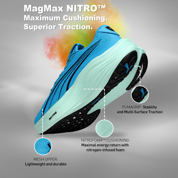 MagMax NITRO™ Men's Maximum Cushioning Running Shoes, Speed Blue-Mint Melt, extralarge-IND