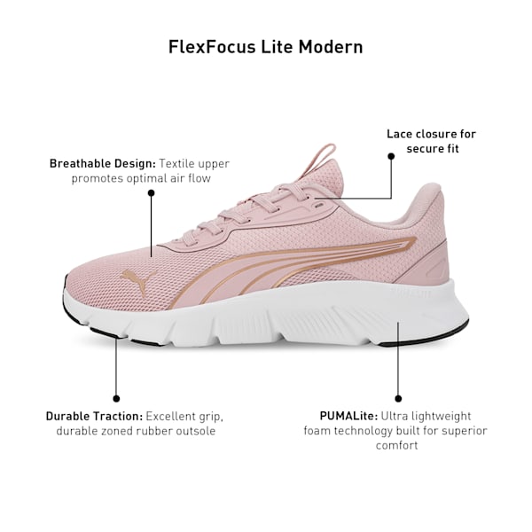 FlexFocus Lite ModernRunning Shoes, Mauve Mist-PUMA Gold, extralarge-IND
