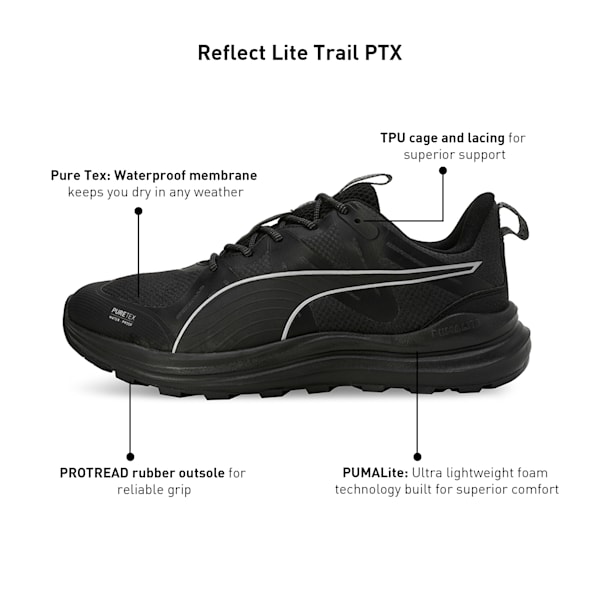 Reflect Lite Trail PTX Running Shoes, PUMA Black-PUMA Silver-Cool Dark Gray, extralarge-IND
