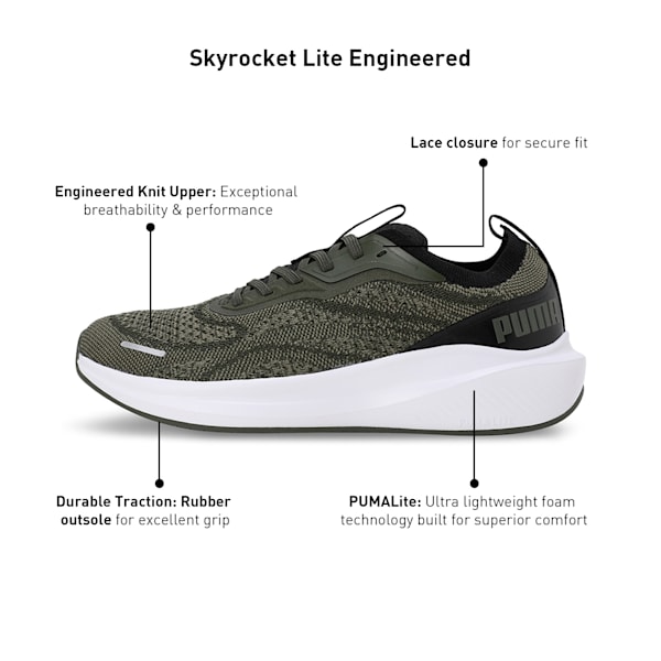 Skyrocket Lite Engineered Running Shoes, Dark Olive-PUMA Black, extralarge-IND