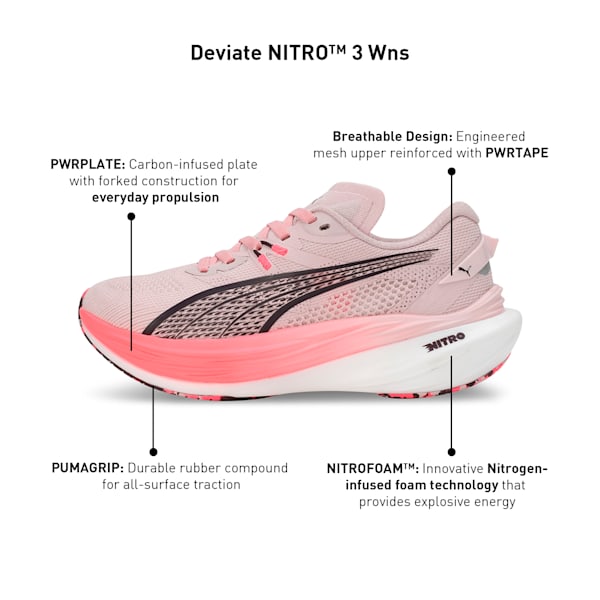 Deviate NITRO™ 3 Women's Running Shoes, Mauve Mist-Sunset Glow, extralarge-IND