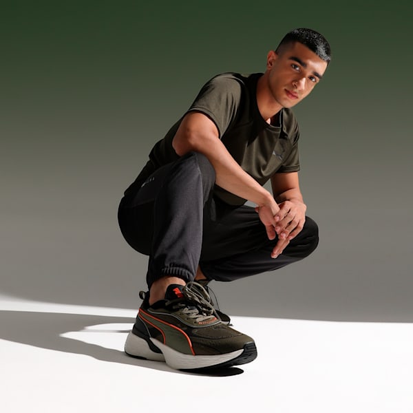 SOFTRIDE Sway Chase Running Shoes, Dark Olive-Flame Flicker, extralarge-IND