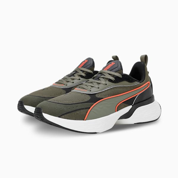SOFTRIDE Sway Chase Running Shoes, Dark Olive-Flame Flicker, extralarge-IND
