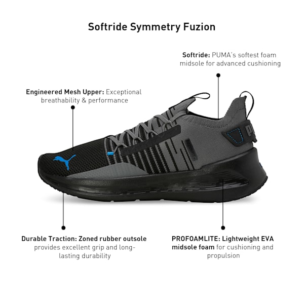 SOFTRIDE Symmetry Fuzion Running Shoes, PUMA Black-Cool Dark Gray-PUMA Team Royal, extralarge-IND